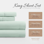 Linen Market Double-Brushed Microfiber King Sheet Set 4 Piece – Oeko-TEX Certified Ultra Soft & Wrinkle-Free - 16" Deep Pocket Sheets - Easy Care King Size - Mint