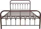 YALAXON Vintage Sturdy Full Size Metal Bed Frame with Headboard and Footboard Basic Bed Frame No Box Spring Needed，Antique Brown