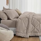 Love's cabin California King Comforter Set Burlwood, 7 Pieces California King Bed in a Bag, All Season Bedding Sets with 1 Comforter, 1 Flat Sheet, 1 Fitted Sheet, 2 Pillowcase and 2 Pillow Sham