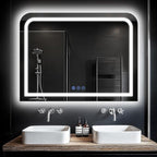 LED Bathroom Mirror, 40"x 30" LED Mirror with Lights for Bathroom, Lighted Vanity Mirrors for Wall, Anti-Fog, Dimmable, Tempered Glass, Memory Function, 3 Colors, Safe Use (White)