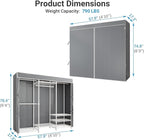 VIPEK V5C Medium Covered Clothes Rack Heavy Duty Portable Closet Wardrobe, Freestanding White Clothing Rack with Grey Upgarded Polyester Cover, Adjustable Custom Closet Rack, 57.9" Lx17.3 Wx76.4 H