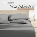 Linen Market Double-Brushed Microfiber Twin Sheet Set 3 Piece – Oeko-TEX Certified Ultra Soft & Wrinkle-Free - 16" Deep Pocket Sheets - Easy Care Twin Size - Gray
