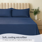LuxClub 4 PC California King Sheet Set, Breathable Luxury Bed Sheets, Deep Pockets Wrinkle Free Cooling Sheets Machine Washable Hotel Bedding Silky Soft - Navy Cal King