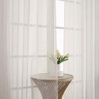 OWENIE Sheer Curtains 84 Inches Long 2 Panels Set, Ivory Sheer Curtain for Living Room Bedroom, Modern Voile Filmy Rod Pocket Curtains & Drapes, 2 Pcs, Each 59 W x 84L Inch, Ivory