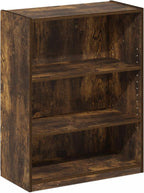 Furinno GEHRY Book Shelf, 3-Tier Bookshelf, Bookcase with Adjustable Shelves, 11.6 x 24.8 x 31.6, for Living Room, Bedroom, Home Office, Amber Pine
