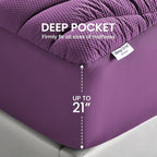 SLEEP ZONE Full Size Cooling Mattress Pad for Double Bed, Premium Zoned Quilted Mattress Topper, Wrap Around Mattress Protector Cover, Machine Wash Durable, Deep Pocket 8-21 inch, Purple, Full
