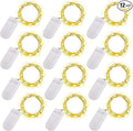 Warm White Fairy Lights Battery Operated, 7ft Mini Lights for Mason Jar, 12-Pack 20 Small LED String Lights for Crafts Bedroom Wedding Party Table Bottle Christmas Firefly Fairy Decoration