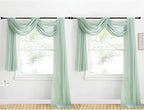 NICETOWN Voile Sheer Scarf Valances for Windows, 216" Extra Long Window Dressings for Anniversary/Wedding Design, Sage Green, 60" Wide, 2 Pieces
