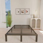 ALDRICH 12 Inch Metal King Size Bed Frame - Double Black Basic Steel Slats Platform, Easy Assembly Heavy Duty Noise Free Bedframes, No Box Spring Needed