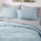 Bedsure Queen Comforter Set - 7 Pieces Reversible Sky Blue Bedding, Queen Size Bed Set for All Seasons, Bed in a Bag with Down Alternative Comforter, Sheets, Pillowcases & Shams