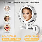 GURUN 8.5 Inch Magnifying Makeup Mirror with 3 Tones Dimmable LED Lights Double Sided Touch Control Rechargeable Vanity Mirror for Bathroom with 10X Magnification M1809DC-T (Chrome/10X)