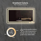 LED Bathroom Mirror, 60x32 Inch Gradient Front and Backlit Bathroom Mirror, 3 Colors Dimmable CRI>90 Double Lights, IP54 Enhanced Anti-Fog, Hanging Plates Wall Mount Lighted Mirror