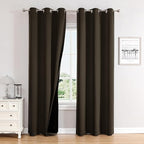 ChrisDowa 100% Blackout Curtains 84 inch Long for Bedroom with Black Liner, 2 Thick Layers Total Blackout Thermal Insulated Grommet Window Curtains 2 Panels Set (Brown, 38 x 84 Inch)