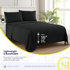 Twin Sheets - Breathable Luxury Sheets with Full Elastic & Secure Corner Straps Built In - 1800 Supreme Collection Extra Soft Deep Pocket Bedding Set, Sheet Set, Twin, Black