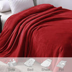 Exclusivo Mezcla Fleece Blanket Queen Size for Bed, Super Soft and Warm, All Season Use, Cozy, Plush, Lightweight, 90x90 Inches, Deep Red