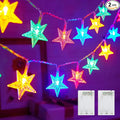 Minetom Star String Lights Battery Operated - 2 Pack 17 ft 50 LED Star Fairy String Lights with Timer, Waterproof for Indoor Bedroom Tent Loft Bed Patio Party Wedding Decor, Multi-Color