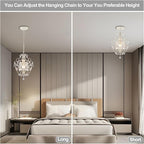 Small Crystal Chandelier for Bedroom, 90% Pre-Assembled 1 Light White Chandelier, Mini Acrylic Crystal Ceiling Light Fixture Charming for Girls Room, Closet, Bathroom, Entryway, Dining Room