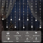 Minetom 200 LED Wishing Ball Curtain Lights - Fairy String Lights with Remote, USB Powered Waterproof for Christmas Wedding Party Bedroom Decoration, Pure White