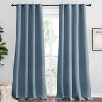 NICETOWN Smoky Blue Blackout Curtains 102 inches Length for Living Room, 2 Panels, 55" Wide, Thermal Insulated Long Drapes for Large Window