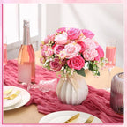 Geosar 8 Bundles Artificial Peonies Flowers Fake Silk Peony Bouquet Faux Peonies Flowers Bulk for Decoration Vase Floral Arrangements Wedding Party Table (Rose Pink,Light Pink)