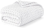 Bedsure Cooling Cotton Waffle Full Size Blanket - Lightweight Breathable Blanket of Rayon Derived from Bamboo for Hot Sleepers, Luxury Throws for Bed, Couch and Sofa, White, 80x90 Inches