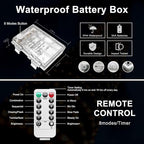 JMEXSUSS 2 Pack Christmas Lights Battery Operated Rope Lights Outdoor Waterproof Total 200LED 8 Modes Battery Powered String Lights with Remote for Car Trampoline Tree Christmas Decor (Multicolor)