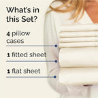 Full 6 Piece Sheet Set - Comfy Breathable & Cooling - Ultra-Soft Hotel Luxury Bedding Set with 8-16 Inch Deep Pockets - 1 Flat & 1 Fitted Sheet & 4 Pillowcases - Wrinkle Free & Easy Care - Off White