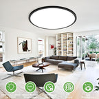 zemty 2Pack 20 inch LED Flush Mount Ceiling Light, 50W 5000lm Large Light Fixture, 3 Color Temperature in One 3000k 4500k 6000K Round Modern Ceiling Lamp for Bedroom Kitchen Dining Room (Black)