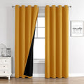 ChrisDowa 100% Blackout Curtains 120 inch Long for Bedroom with Black Liner, 2 Thick Layers Total Blackout Thermal Insulated Grommet Long Window Curtains 2 Panels Set (Mustard Yellow, 52 x 120 Inch)