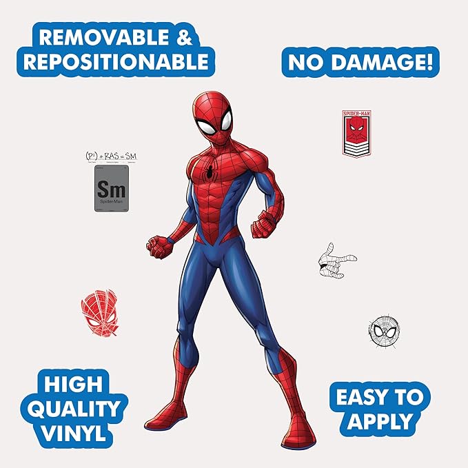 Marvel Spider-Man Wall Decal by Wall Palz, 25'' Vinyl Sticker with 3D Augmented Reality Interaction, Superhero Themed Room Decor for Boys
