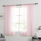 HUTO Light Pale Baby Pink Sheer Curtains 63 Inch Length for Girls Bedroom Rod Pocket Window Transparent Voile Drapes Curtains for Kids Room Living Room 2 Panels 52x63 Inches Long