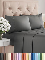Twin XL 4 Piece Sheet Set - Comfy Breathable & Cooling - Ultra-Soft Hotel Luxury Bedding Set w/ 8-16 Inch Deep Pockets - 1 Flat & 1 Fitted Sheet & 2 Pillowcases - Wrinkle Free & Easy Care - Charcoal