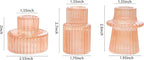 Vixdonos Taper Glass Candlestick Holders Tealight Candle Holders for Table Centerpieces, Wedding Decor and Dinner Party (3 Pcs, Orange Pink)