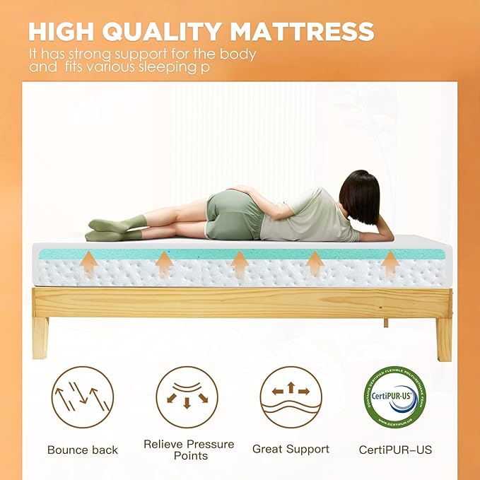 BestMassage Mattress 12 Inch Gel Memory Foam Mattress/California King Mattress/Cooling Gel Infusion/CertiPUR-US Certified/Comfy Support,White（CK）