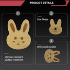 6PCS Wooden Rabbit Shaped Cabinet Knobs, Cabinet Handles, Single Hole Beech Wood Handles, Wood Hooks with Full Set of Screw Accessories
