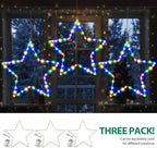 MAOYUE Window Lights 3 Pack Christmas Window Star Lights with Timer Battery Operated Christmas Decorations 8 Lighting Modes with 3 Remote Controls for Outdoor, Indoor, Porch, Party, Colorful