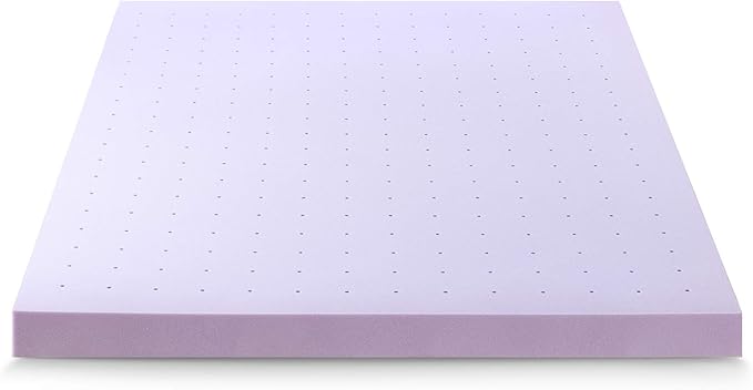 Mellow 4 Inch Ventilated Memory Foam Mattress Topper, Soothing Lavender Infusion, CertiPUR-US Certified, Full