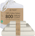 Threadmill California King Sheet Sets | 800 Thread Count Cal King Bed Sheets Set with 16” Deep Pocket | Sateen Weave, Better Than Egyptian Cotton, 4-Piece Bedding Set with Cooling Effect | Taupe