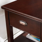 Leick Home Laurent Solid Wood Side Table with Hidden Compartment, Chocolate Cherry Brown, Perfect for Living Rooms, Bedrooms, and Offices, 10507-SC
