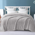 Exclusivo Mezcla Fleece King Size Blanket for Bed, 90x104 Inches Soft Cozy Jacquard Flannel Blankets, Lightweight Fuzzy Plush Warm for Winter, Light Grey