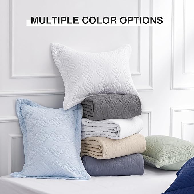 Love's cabin Twin Quilt Bedding Set Sage Bedspreads - Soft Bed Summer Lightweight Bedspread Comforter - Wave Pattern Bedding Coverlet for All Season - 2 Pieces (1 Quilt, 1 Pillow Sham)