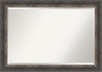 Amanti Art Brown Bathroom Mirror for Over Sink, 29x41 Bark Rustic Char Rectangle Vanity Mirror, Large Country Rustic Frame, Hangs Horizonally and Vertically, Bathroom Wall Decor, Beveled Edge