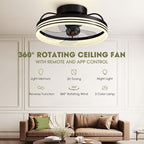 Ceiling Fans with Lights, 360° Rotating Ceiling Fan with Lights and Remote, 6 Wind Speeds Smart Low Profile Ceiling Fan for Bedroom, Kids Room and Living Room 20"