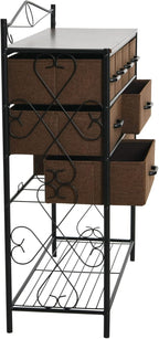 Household Essentials Victorian Style 8-Drawer and Bottom Shoe Shelf Storage Organizer Unit, Black and Walnut Color