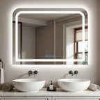 LED Bathroom Mirror, 40"x 30" LED Mirror with Lights for Bathroom, Lighted Vanity Mirrors for Wall, Anti-Fog, Dimmable, Tempered Glass, Memory Function, 3 Colors, Safe Use (White)