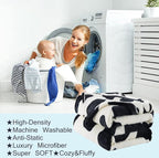 Flannel Fleece Cow Print Blanket King Size - Premium Anti-Static Super Soft Cozy Plush, Lightweight Microfiber Winter Warm Cow Print Throw Blanket for Couch Sofa Bed 90" x 108"(Black Cow King)