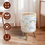 Small Trash Can with Lid Rainbow Seamless Hand Drawn Rainbow Cartoon Scandinavian Style for Garbage Bin Pet Proof Waste Basket for Kitchen Bathroom Office Bedroom Decorative 1.8 Gallon