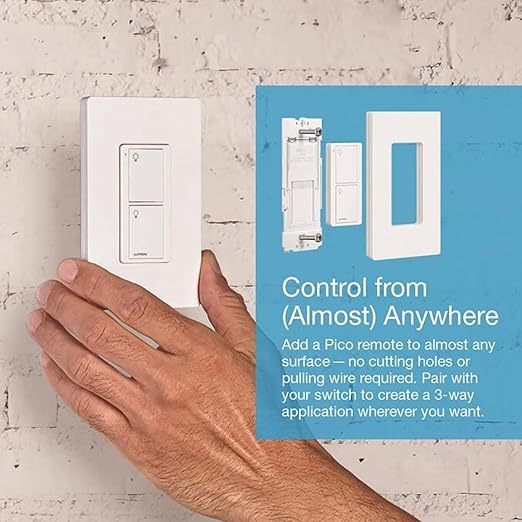 Lutron Caseta Original Smart Light Switch (Lutron Smart Hub Required), for Home, LED Lights, and Fans, 6 Amp, Single-Pole/3-Way, Neutral Required, PD-6ANS-IV, Ivory