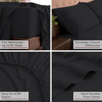 Mellanni California King Sheets Set - 4 PC Iconic Collection Bedding - Hotel Luxury, Extra Soft, Cooling Bed Sheets - Wrinkle, Fade, Stain Resistant (Cal King, Black)