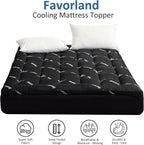 Favorland Mattress Topper Queen Size - Cooling Extra Thick Breathable Viscose Made from Bamboo Mattress pad - Soft Quilted Fitted Mattress Cover with 900 GSM Down Alternative Fill (8-21”Deep Pocket)